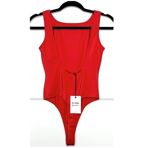 NWT RE/DONE X DANSKIN 90s Scoop Back Sleeveless Tank High Cut Thong Bodysuit S‎ - Picture 4 of 6